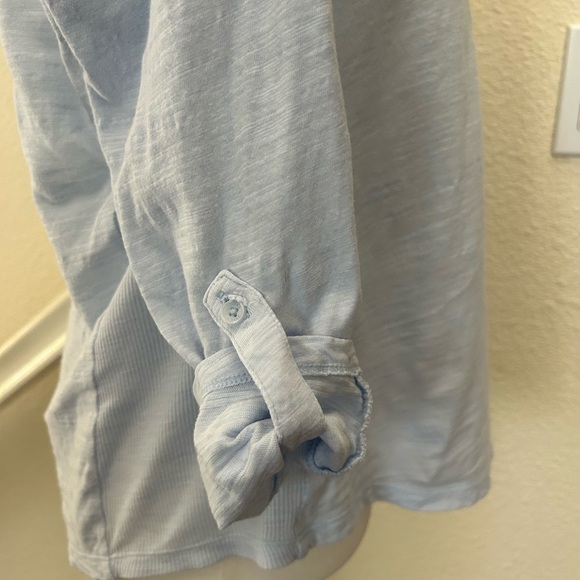 JONES NEW YORK Women's Light Blue Pull Over Top Sz M 100% Cotton Rolled
Sleeve - Picture 5 of 11